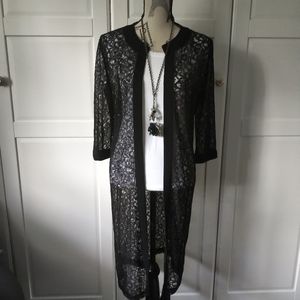Long Black Lace Cardigan